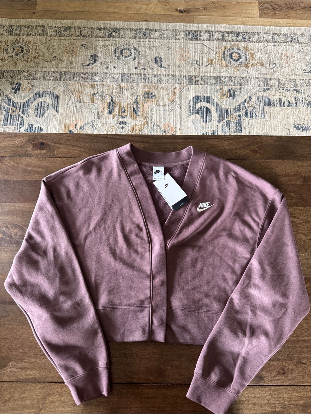 Nike Mauve Cropped Varsity Cardigan Jacket